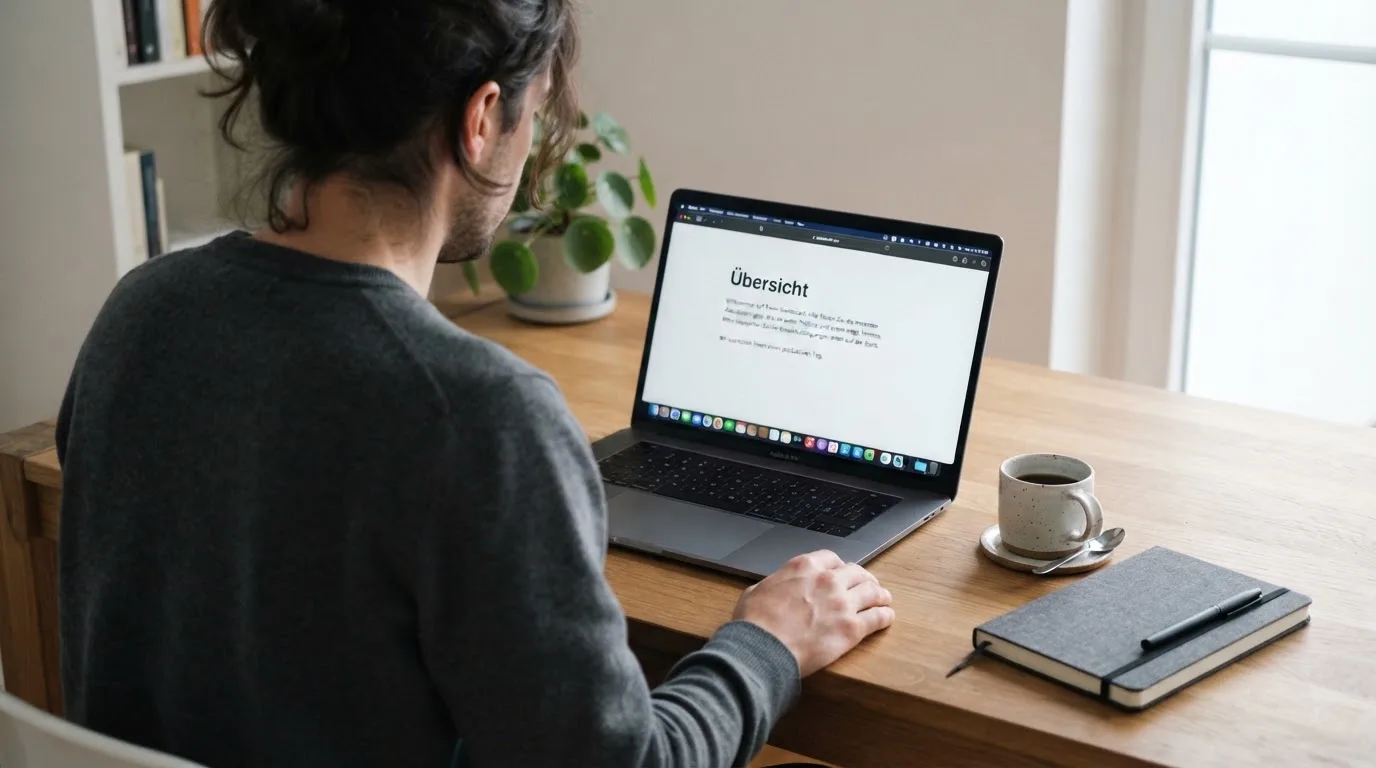 Person am Laptop liest eine Übersichtsseite zu Glücksspielen im Internet — 40 euro bonus ohne einzahlung casino